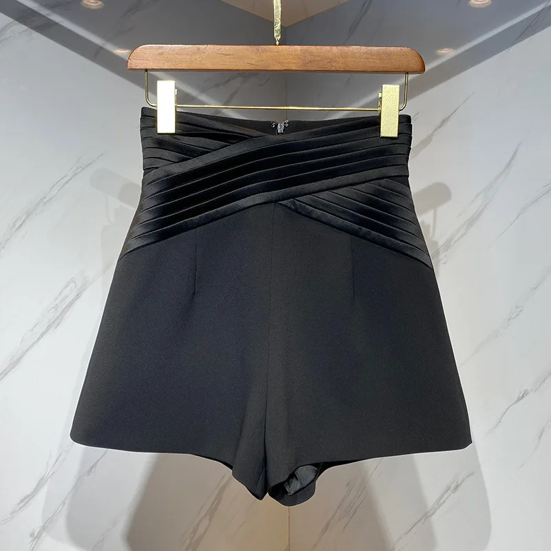 

2022 summer new temperament high waist women's shorts Black