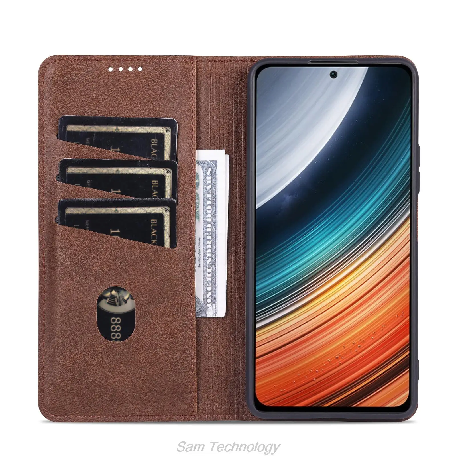 Роскошный кожаный чехол с магнитной адсорбцией для Xiaomi POCO F4 защитный откидной