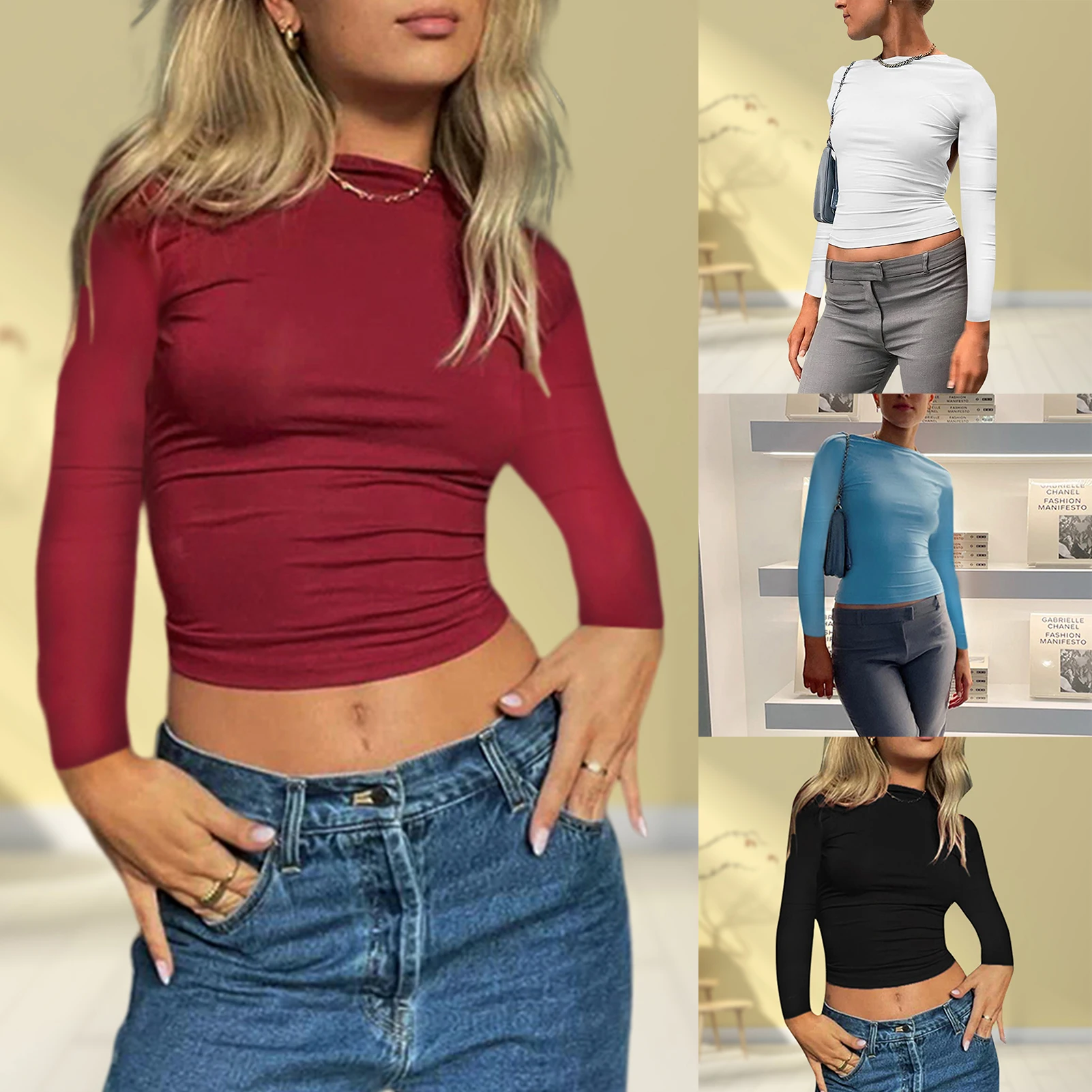 

Women Summer Sexy Backless Shirt Top Korean Spicy Girl Solid Color Y2k Shirt High Street Fashion Long Sleeve Temperament Top