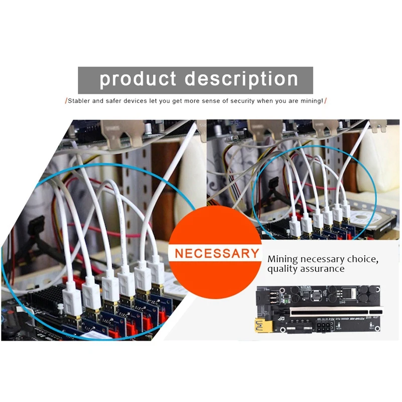 1PCS Upgraded VER009S Plus PCI-E PCIE Riser Card Ver 009S USB 3.0 SATA 15Pin To 6Pin Adapter For BTC Mining Miner