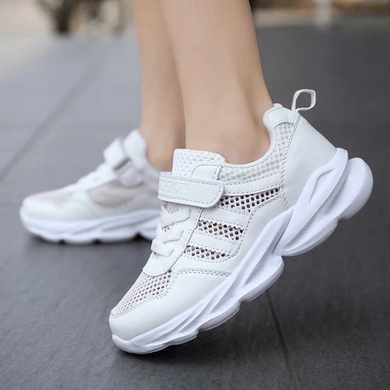 

Детские кроссовки для бега, белые школьные детские спортивные кроссовки, дышащая летняя прогулочная обувь для мальчиков, удобная обувь для ...