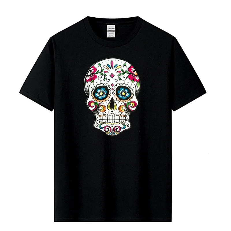 

Men's T-shirt High Quality100% CottonT-shirt Street Style Loose Cool Skull Printed Men T Shirt Casual Short Sleeve For Men