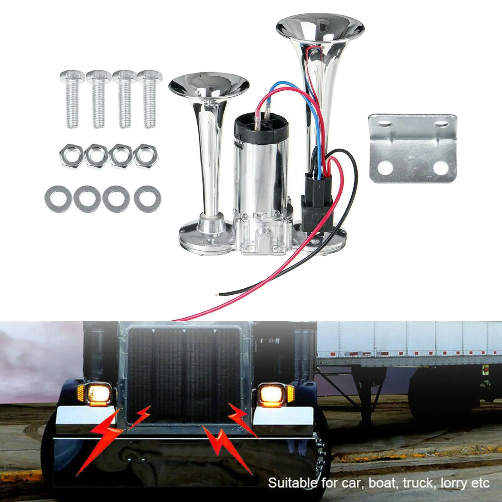 

600V Dual Trumpet Car Air SUV RV Train Motorcycle Speaker