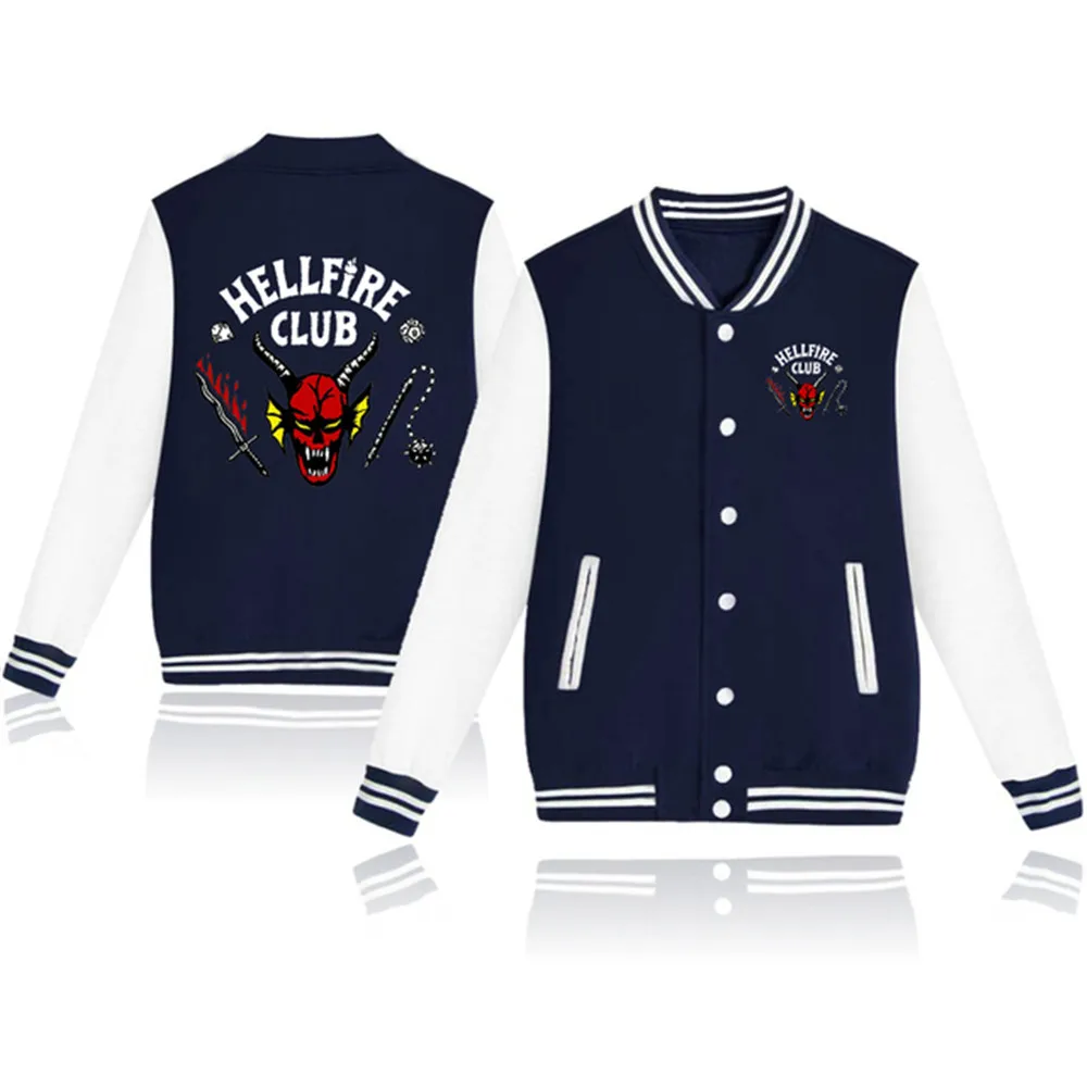 

Stranger Things Season 4 Jacket baseball uniform Women Hellfire Club Merch Clothes Female sweatshirt Casual Men Baseball Jacket