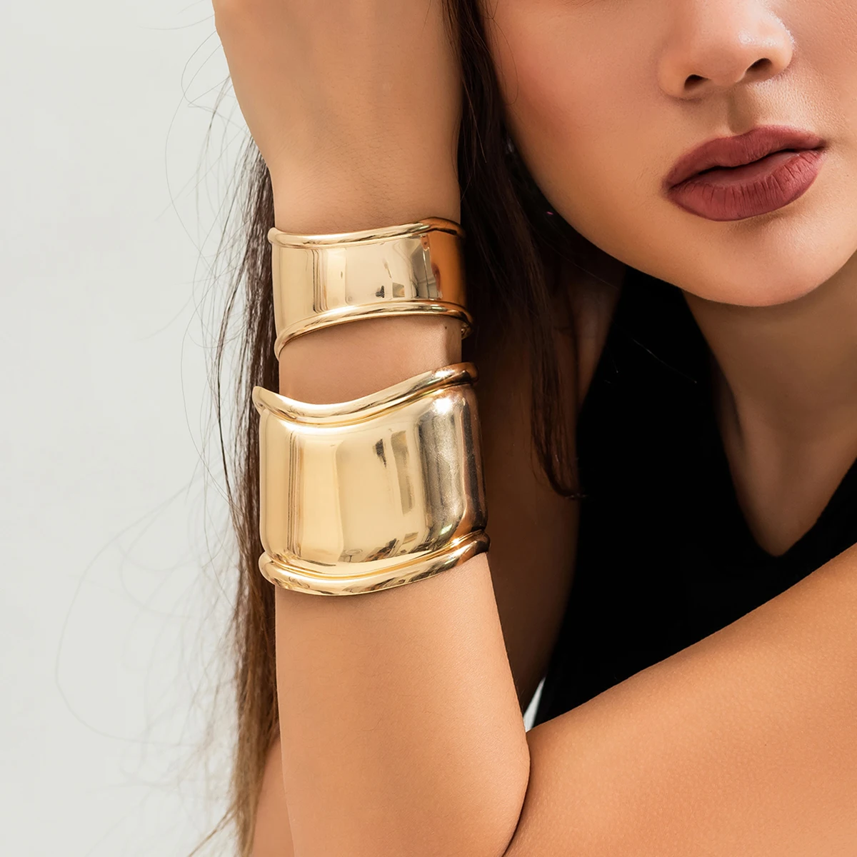 Браслет-манжета унисекс в стиле панк с широким открытым дизайном из металла