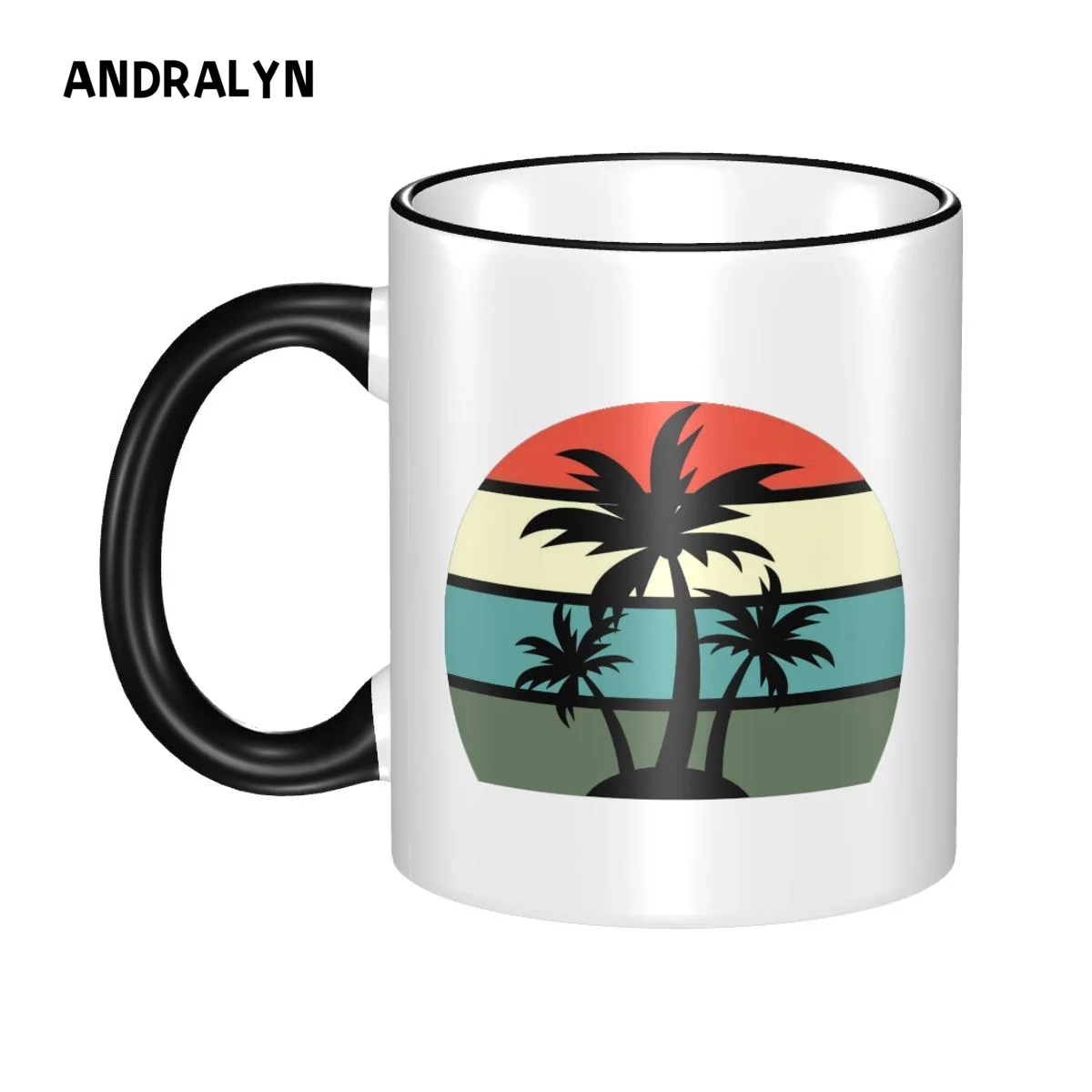 

Vintage Hawaii Sun Sand Beach Palm Tree Mug 330ml Ceramic Creative Milk Tea Coffee Mugs Funny Friends Birthday Gift