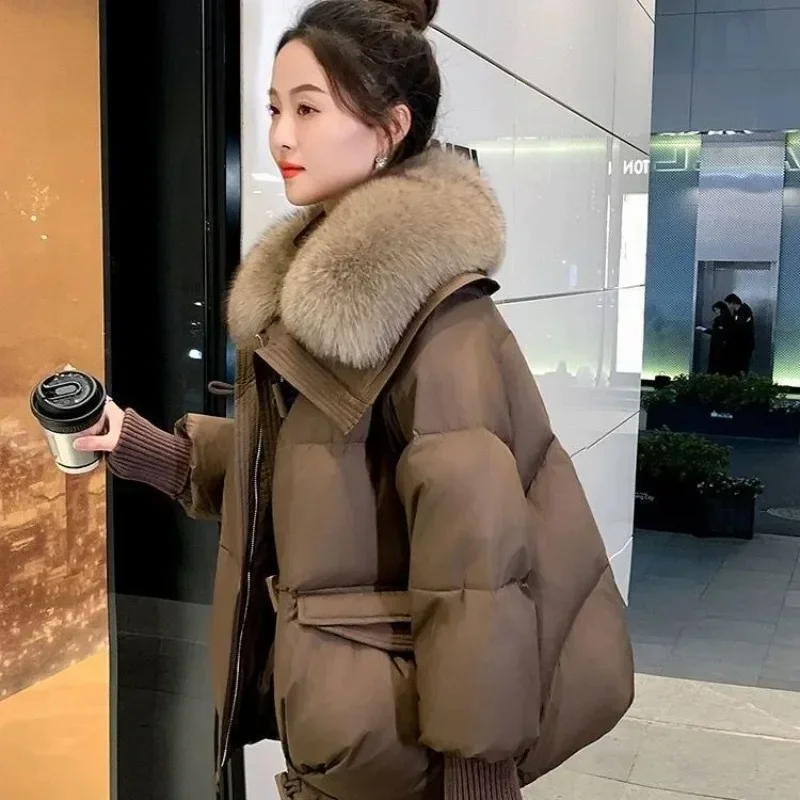 Женское пуховое пальто однотонная куртка свободная повседневная женская парка