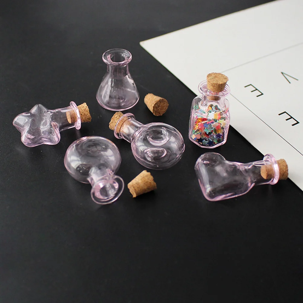 

10 Pcs Lightbulbs Jars Cork Lids Small Wish Bottles Glass Favor Sand Clear Tiny