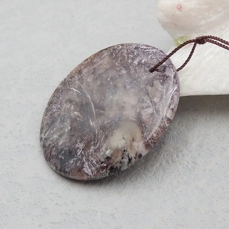 Круглая Бусина из натурального камня Charoite ручной работы-Подвеска 45x5 мм 17 г -