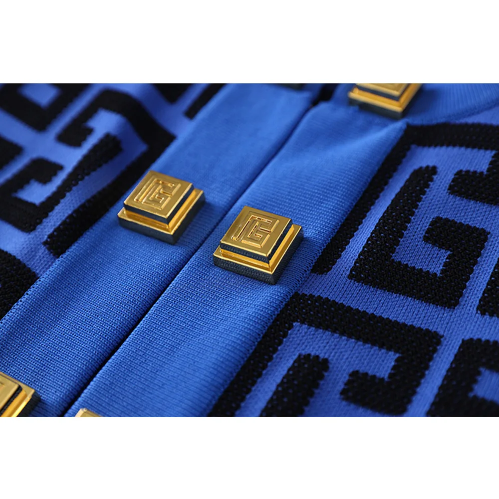 Свастика жаккардовый вязаный топ с круглым вырезом Металлические пуговицы