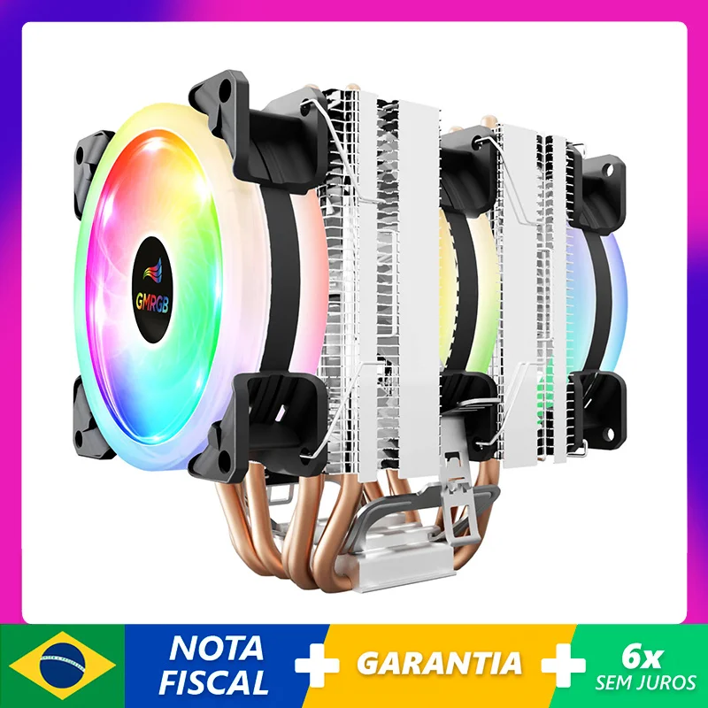 

6 Heat Pipe CPU Cooler 4 Pin PWM RGB PC Quiet Intel LGA 1700 775 1200 1150 1151 1155 2011/2011-3 X79 X99 AM2 AM3 AM4 Cooling Fan