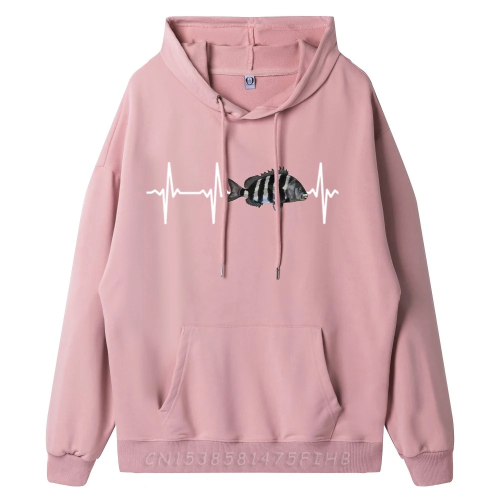 Sheepshead Heartbeat для любителей морской рыбы рыбалки мужские пуловеры с капюшоном