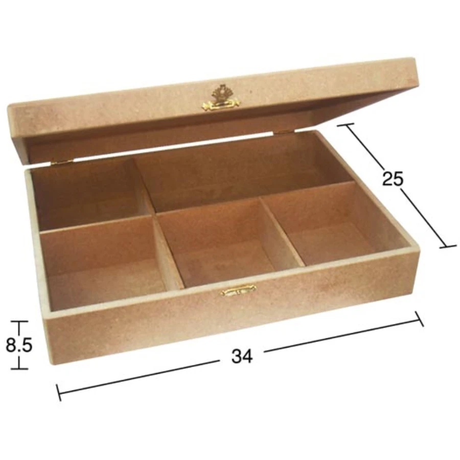 KU241 5 compartment sewing box, raw wood Mdf box