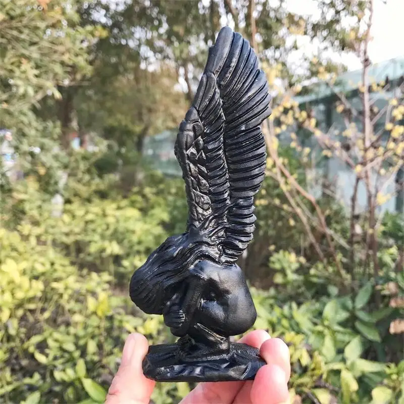 

Черный обсидиановый ангел статуэтка