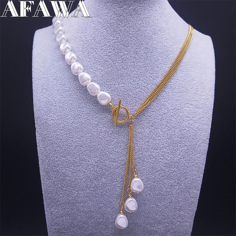 Ожерелье с длинной кисточкой и искусственным жемчугом в стиле барокко