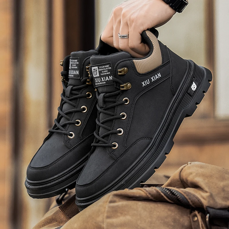 Men's Shoes Autumn Construction Site Work Non-Slip Wear-Resistant Labor Protection Overalls Outdoor Mountaineering Spor...