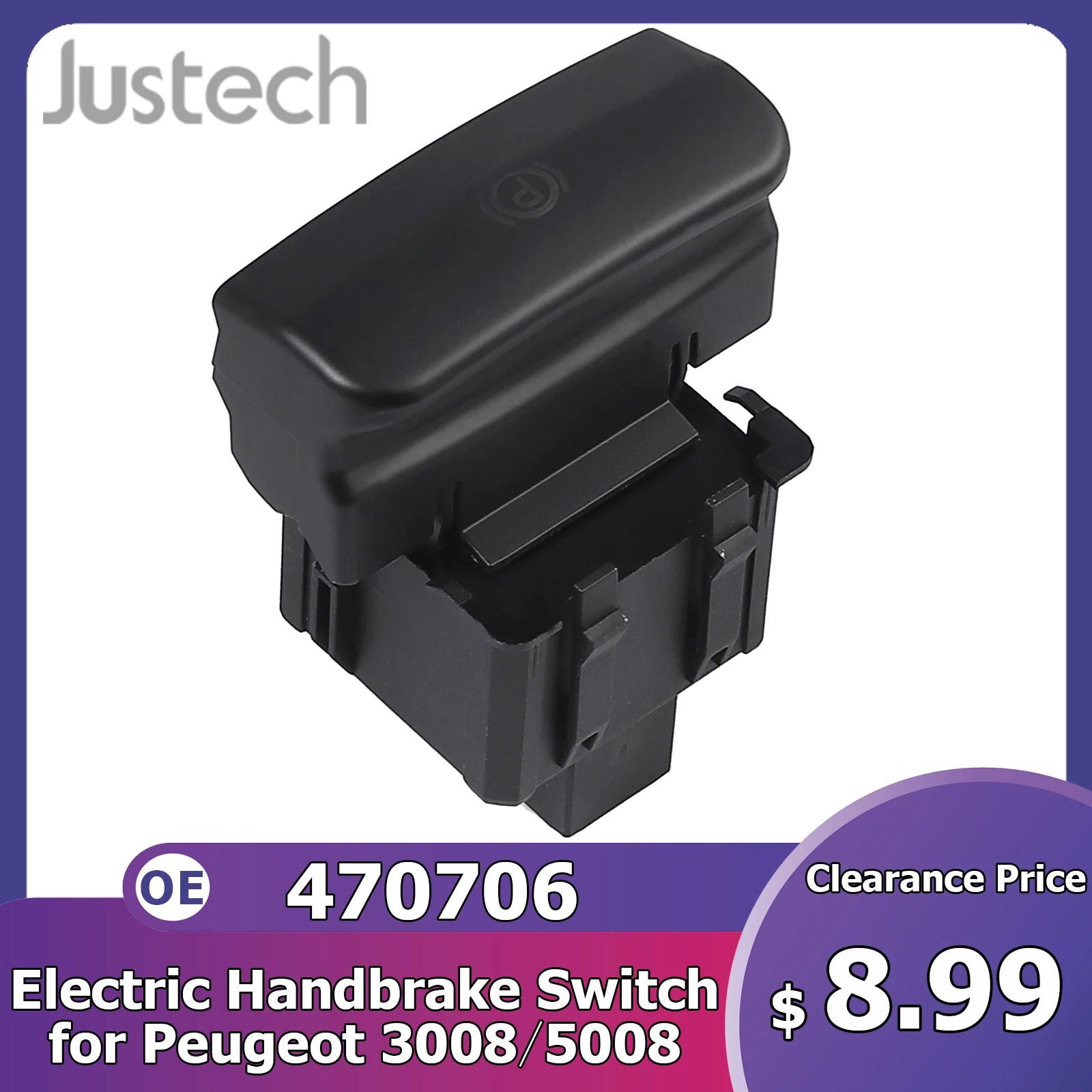

Justech Black Electric Handbrake Switch OE 470706 Hand Brake Switch Fit For Peugeot 3008 5008 Car Accessiors