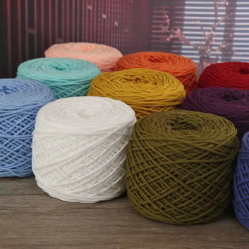 200 модная хлопчатобумажная пряжа мягкая Толстая 8ply молочная для рукоделия