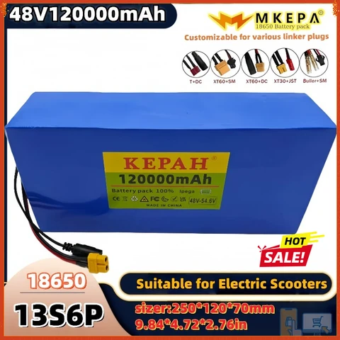 ️ ⭐ Литиевый аккумулятор 48 В 120 Ач 13s6p для моторизованного скутера Citycoco 120000 мАч 2000 Вт со встроенным 50 А BMS 100% новый оригинал ⭐