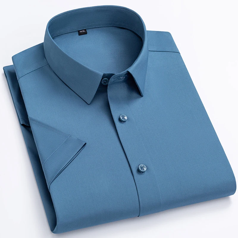 Men's Bamboo Fiber Material Shirt Green Stretch Easy Care Office/Working Wear Business Non-iron Breathable Comfort Solid Blouse
