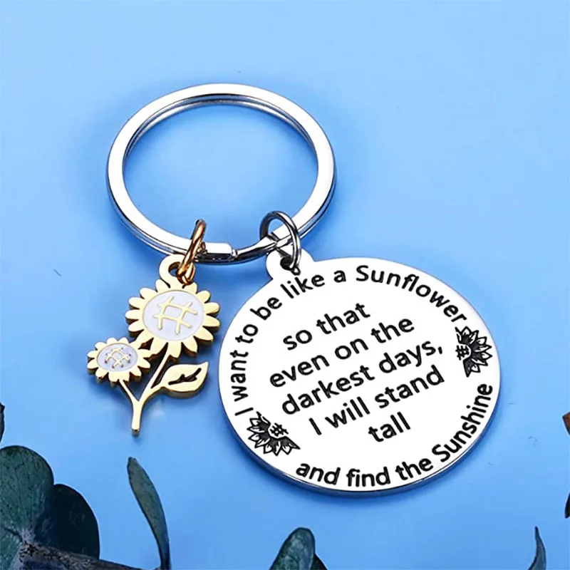 

Inspirational Spiritual Keychain Sunflower Charm Women Her Best Friend Him Birthday Graduation Floral Gifts for Adult Teen Girls