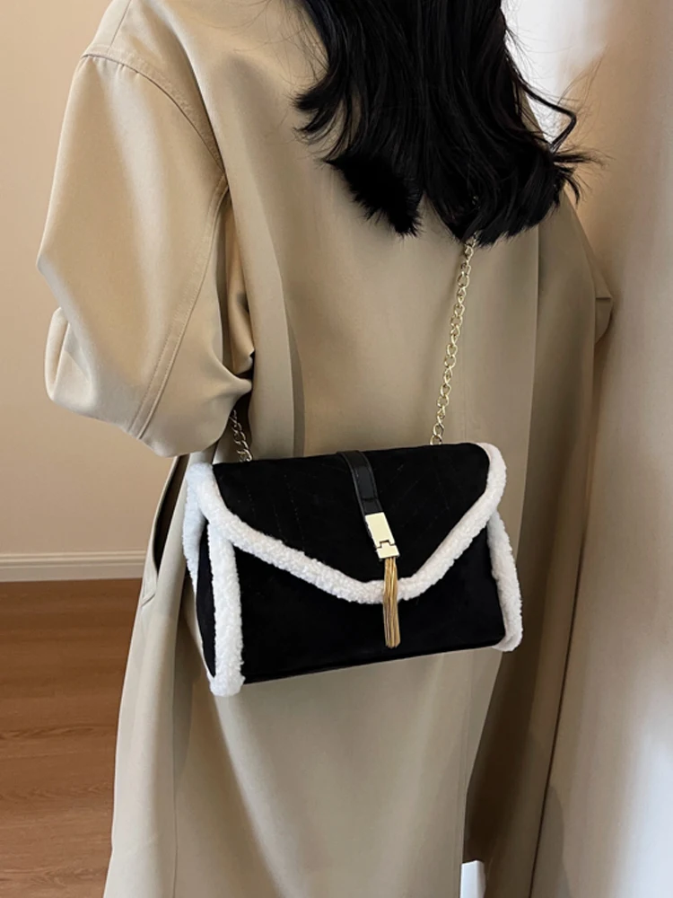 Корейский стиль женские плюшевые сумки через плечо дизайнерская брендовая