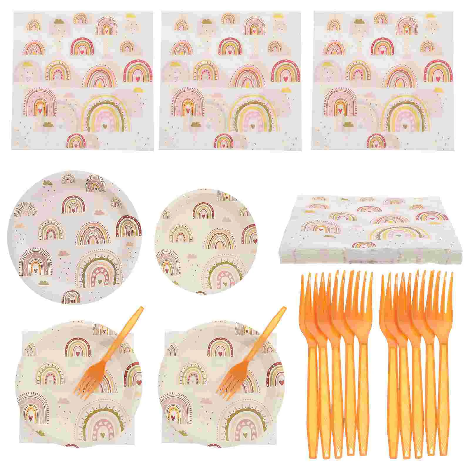 

Baby Shower Dinnerware Decoration Supplies Boho Rainbow Theme Paper Party Plastic Wedding Napkins