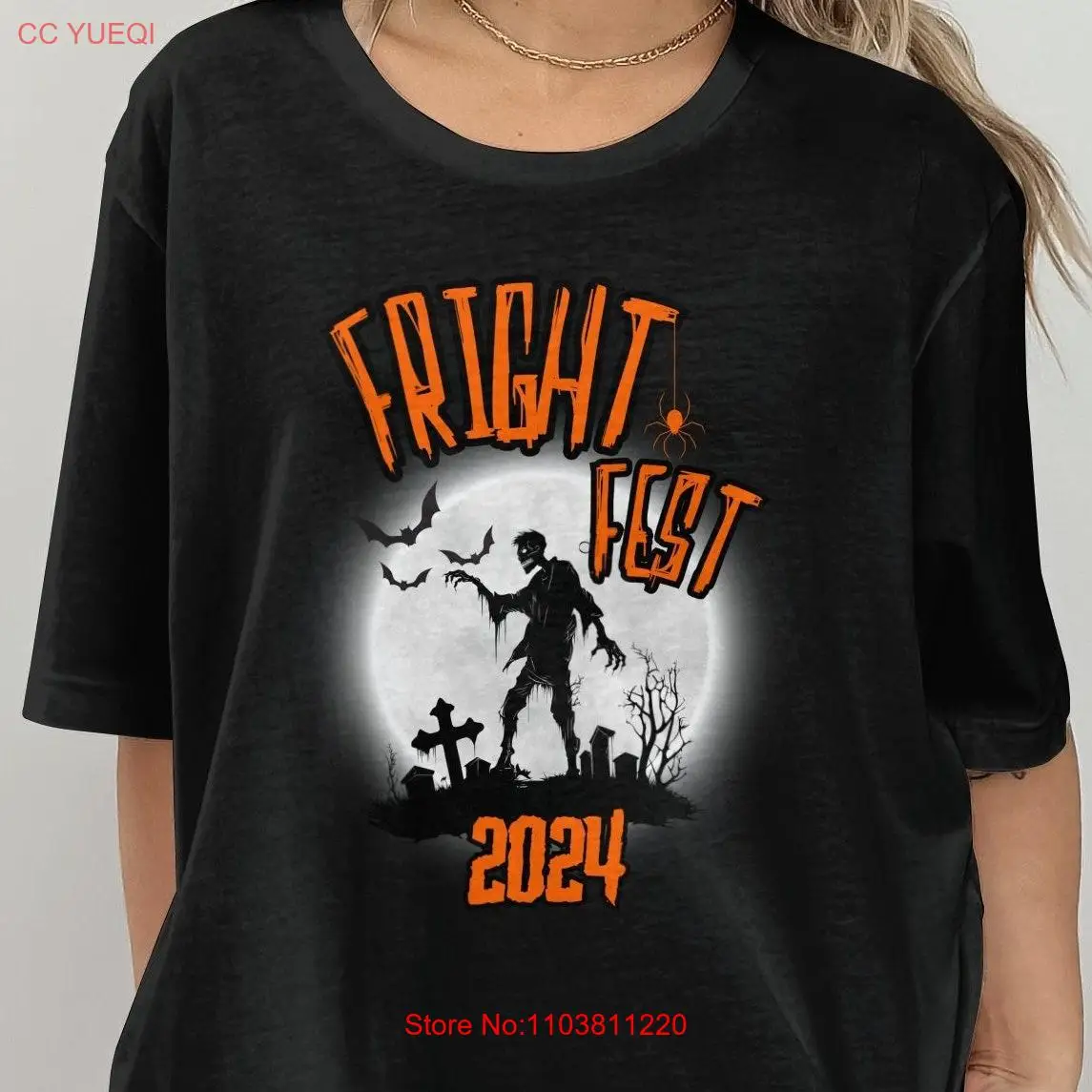 Fright Fest 2024 Zombie Halloween Night T Shirt long or short sleeves