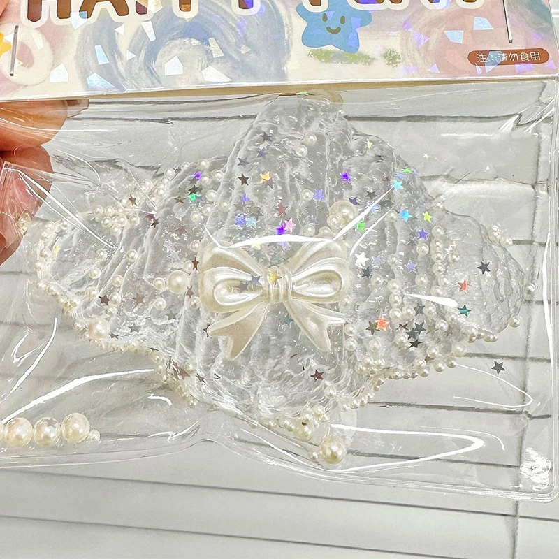 Прозрачный жемчуг бант кошачий коготь круассан сжимаемые игрушки супер мягкая