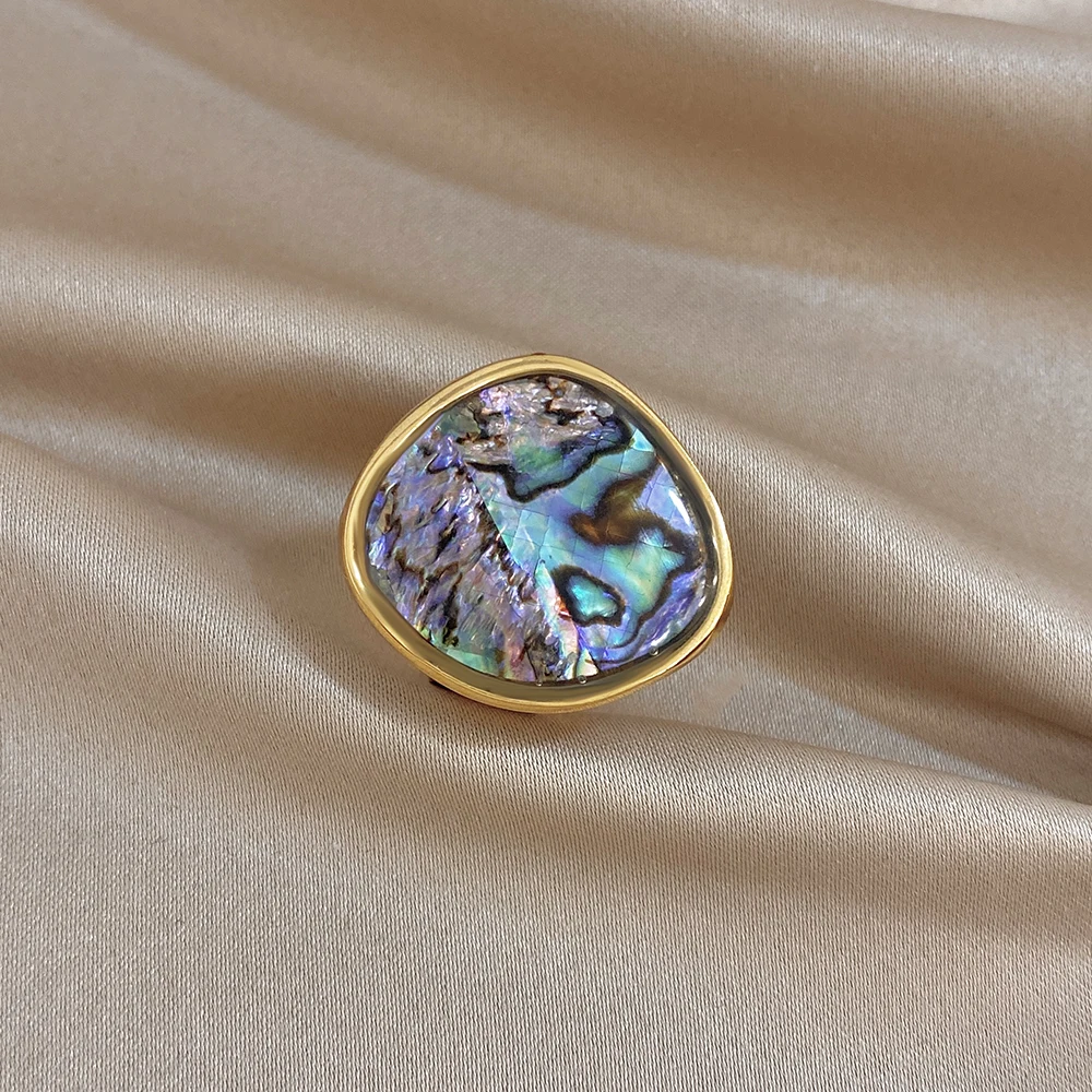 Кольцо Greatera Classic Double-track Spiral Open Ring Irregular Circular Blue-green Light Luxury Charm из нержавеющей стали, женское украшение (art.: 3920db012aa2e) - 3920db012aa2e