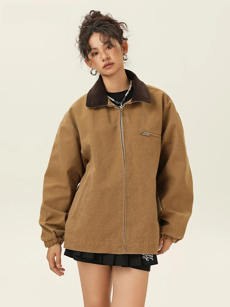 Женская куртка Znzw осень-зима 2024 новая свободная однотонная японская мода с