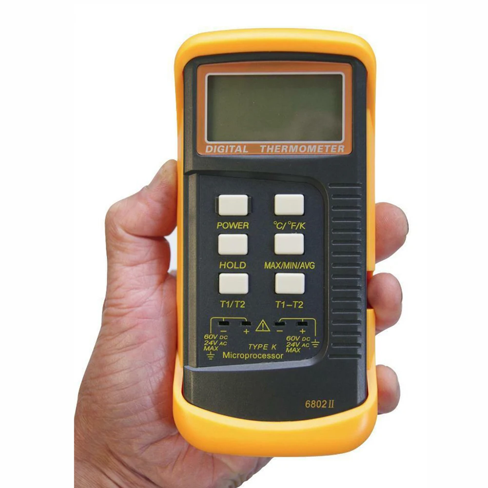 

Двухканальный цифровой термометр типа K 6802 II, двухтрубный зажим, цифровой измеритель температуры типа K, двухканальный