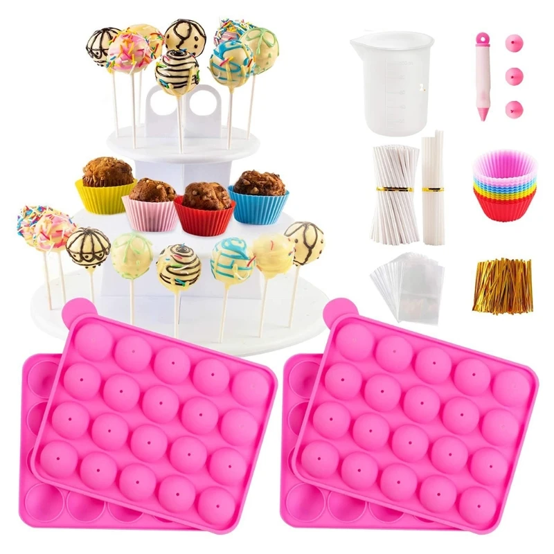 

20 Holes Lollipop Cupcake Cake Mould Set Decorating Pen Heat Resistance Silicone