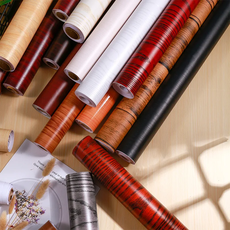 

PVC Wood Home Decor Furniture Vinyl Wrap Waterproof Wall Sticker Self Adhesive Wallpaper Kitchen Desk Door Decorative Film W15