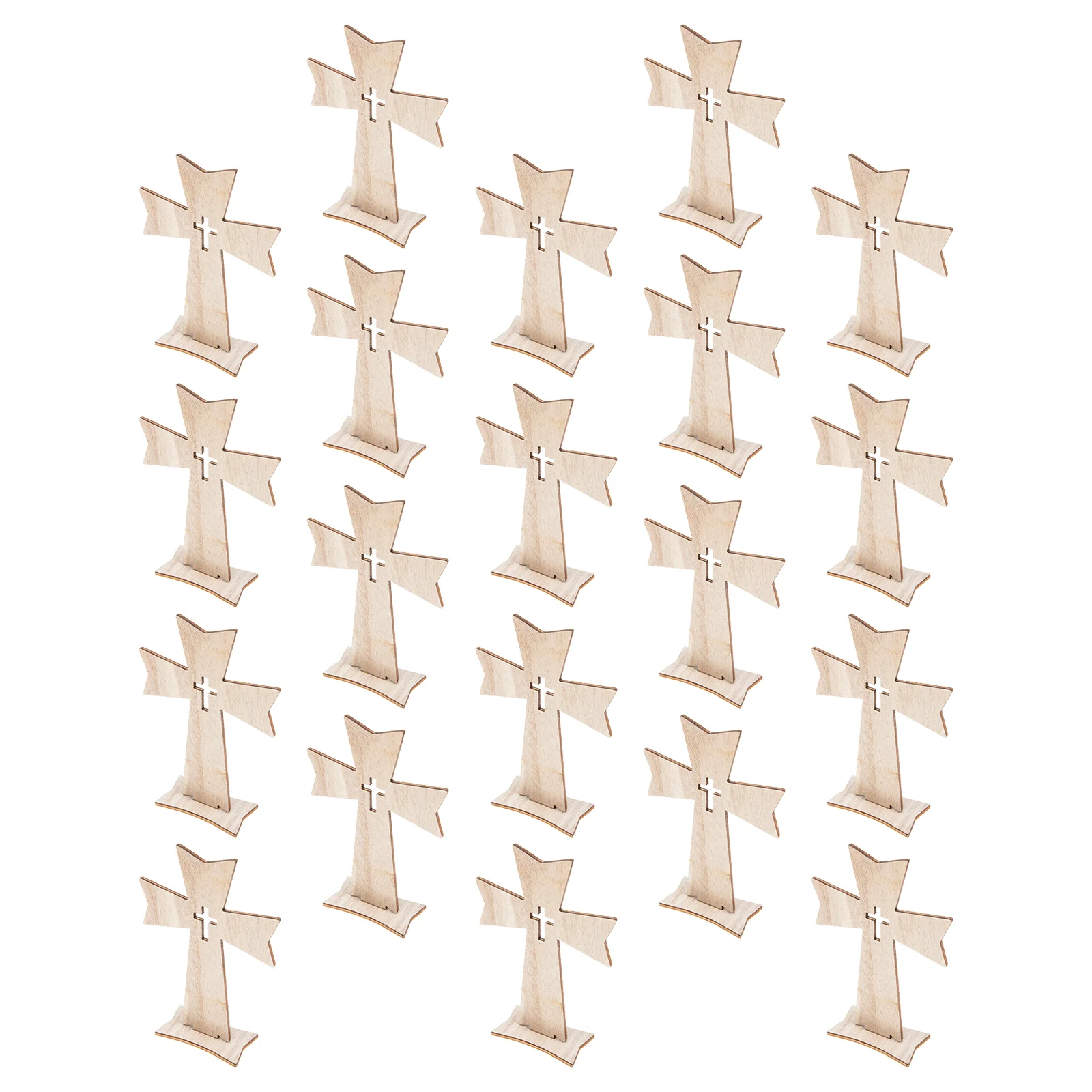 

20 Pcs House Ornaments Wood Jesus Cross Wood Crafts Kids Sunday School Crafts Desktop Ornament Wood Cross Desktop