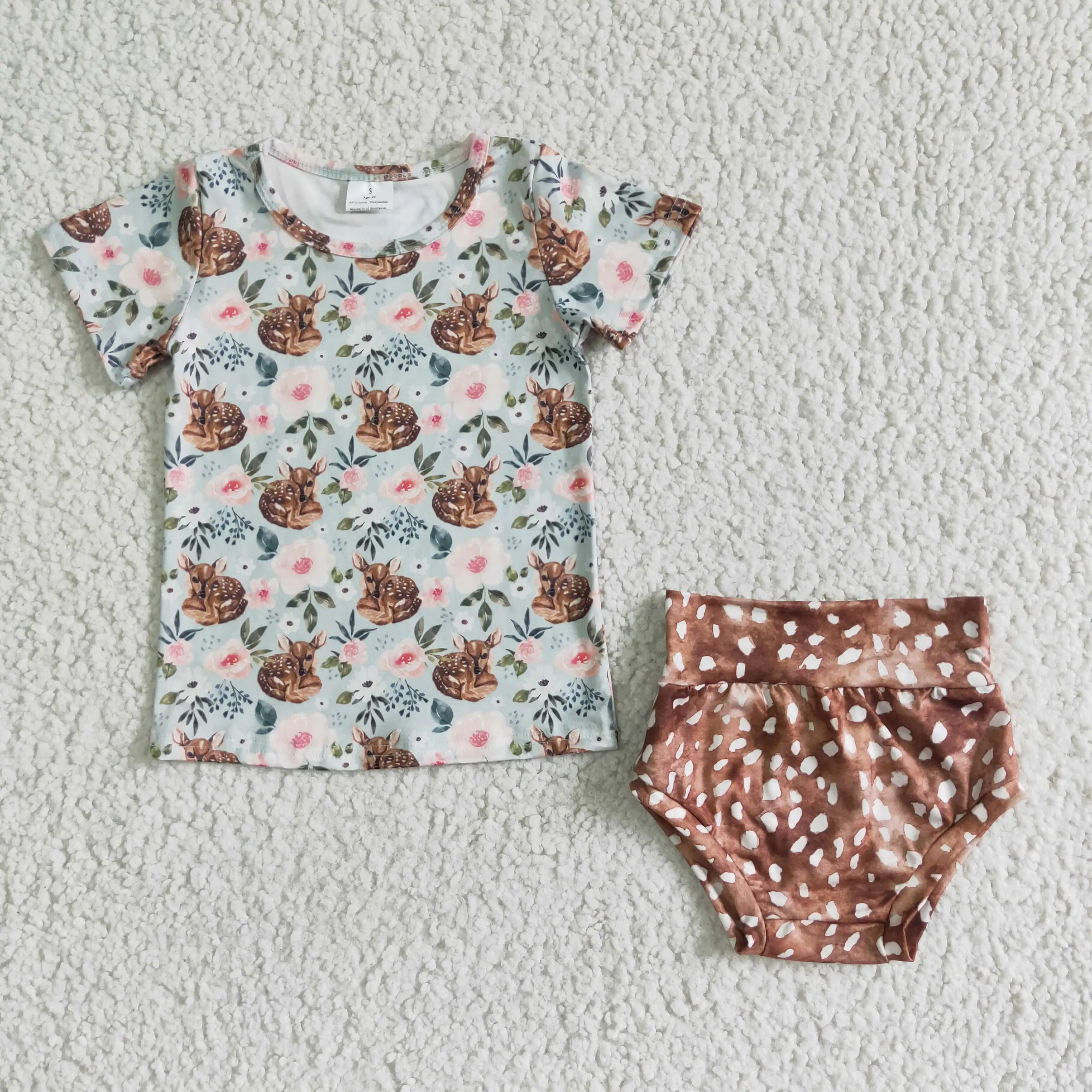 

baby girls infants cute floral pattern top and bummie set