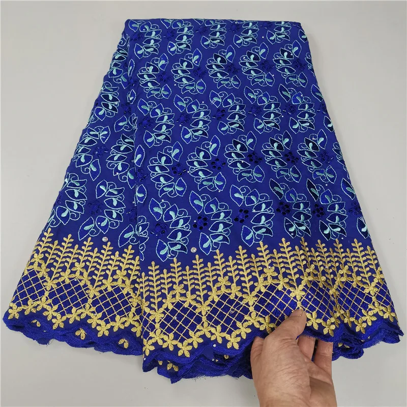 

5 Yards Swiss Fabric Latest Heavy Beaded Embroidery African Cotton Voile Lace Popular 2022 Dubai Style For Wedding Party HL