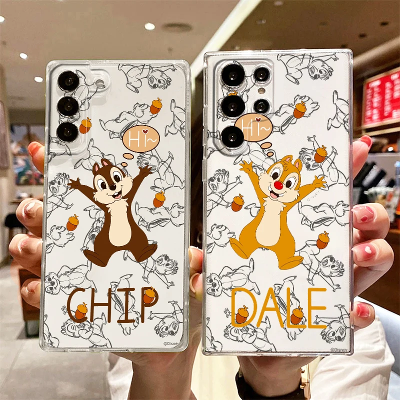 

Chip 'n' Dale Anime Transparent Phone Case For Samsung S23 S22 S21 S20 FE Ultra Pro Lite S10 S10E S9 S8 Plus 5G Cover Shell Capa