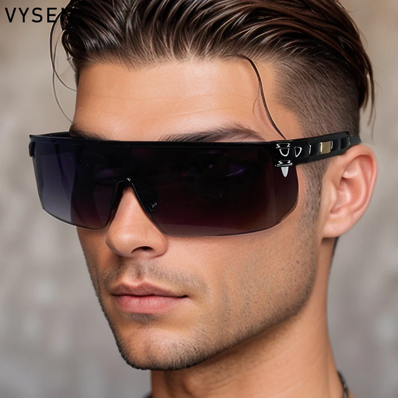 Мужские солнцезащитные очки с прямоугольным щитом 2024 элитный бренд модные