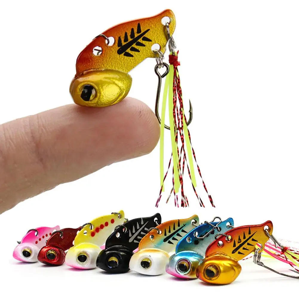 

YFASHION 3g/6g Mini Vib Artificial Bait Set With Feather Hook 3d Eye Fishing Jigs Spinner With Connector For Trout Bass