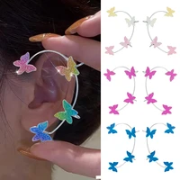 new glitter butterfly ear clips and ear hooks all in one earrings personalized butterfly glitter earrings without pierced ears