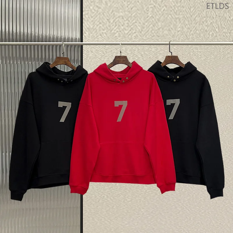 

NEW Men's Essentials Hoodies 1:1 Season 7 Flocking Letter Sweatshirts Men And Women High Street Hip Hop Sweatshirt