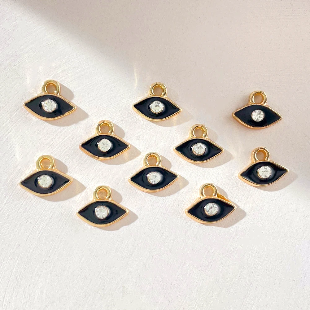 

10pcs/lot 8*9mm Black Dripping Oil Evil Eye Charms For Necklace Pendant Handmade DIY Making Material Accessories Jewelry Finding