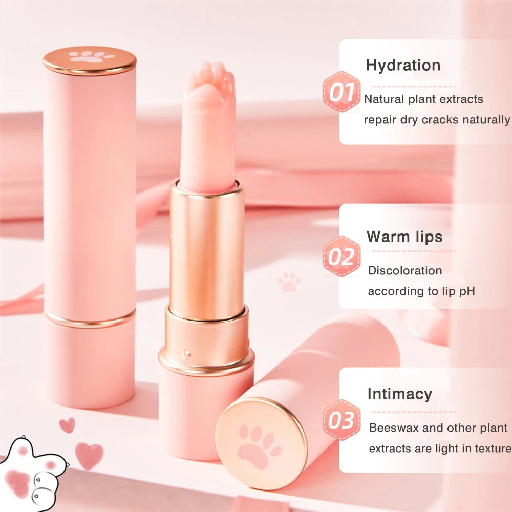 

Cat's Claw Lip Balm Crystal Temperature Change Lipstick Vitality Moisturizing Lip Base Anti-Cracking Lip Care Repair Makeup