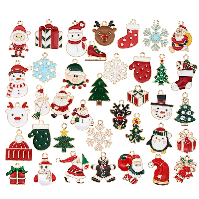 Socks Snowman Snowflakes Christmas Tree Gloves Reindeer Charms Metal Pendants Diy Jewelry Gifts