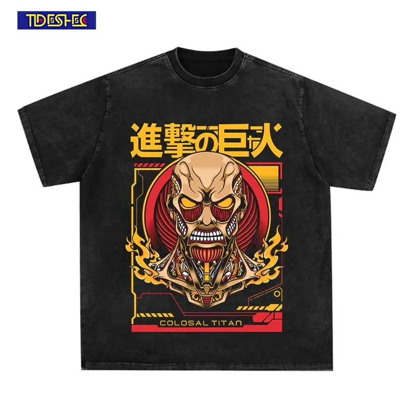 

Футболка мужская оверсайз в стиле Харадзюку, Классическая винтажная тенниска с графическим принтом в стиле японского аниме, модная уличная...