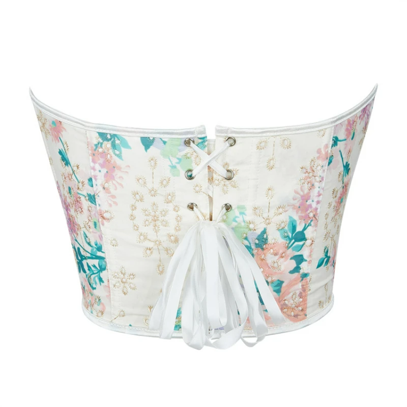 Корсет с цветочным принтом бюстье топы оптовая продажа для женщин готическая