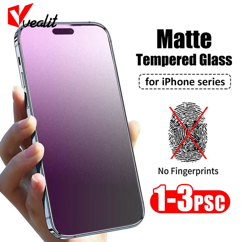 1-3 шт. матовое закаленное стекло с защитой от фиолетового света для iPhone 16 15 14 13 12 Pro