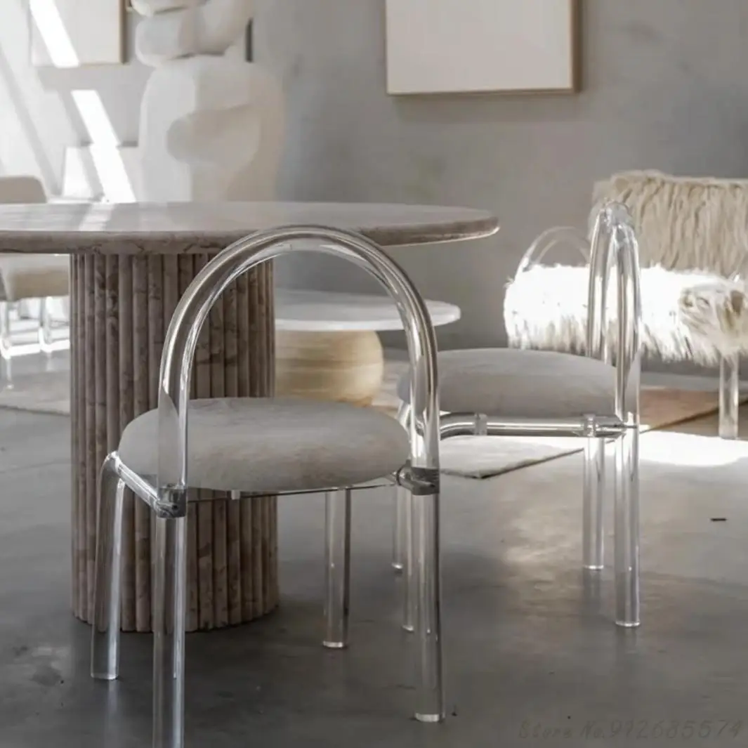 Сетчатый красный акриловый Хрустальный стул прозрачный обеденный Скандинавский