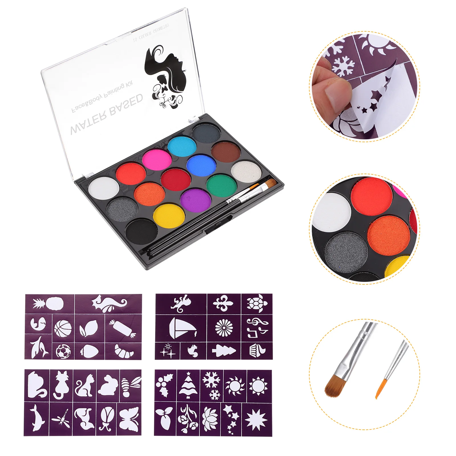 

Makeup Body Pigment Face Kit Painting Oil Stencils Professional Brush Festival Soluble Waterup Make Effects Special Reusable